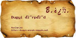 Bugyi Árpád névjegykártya